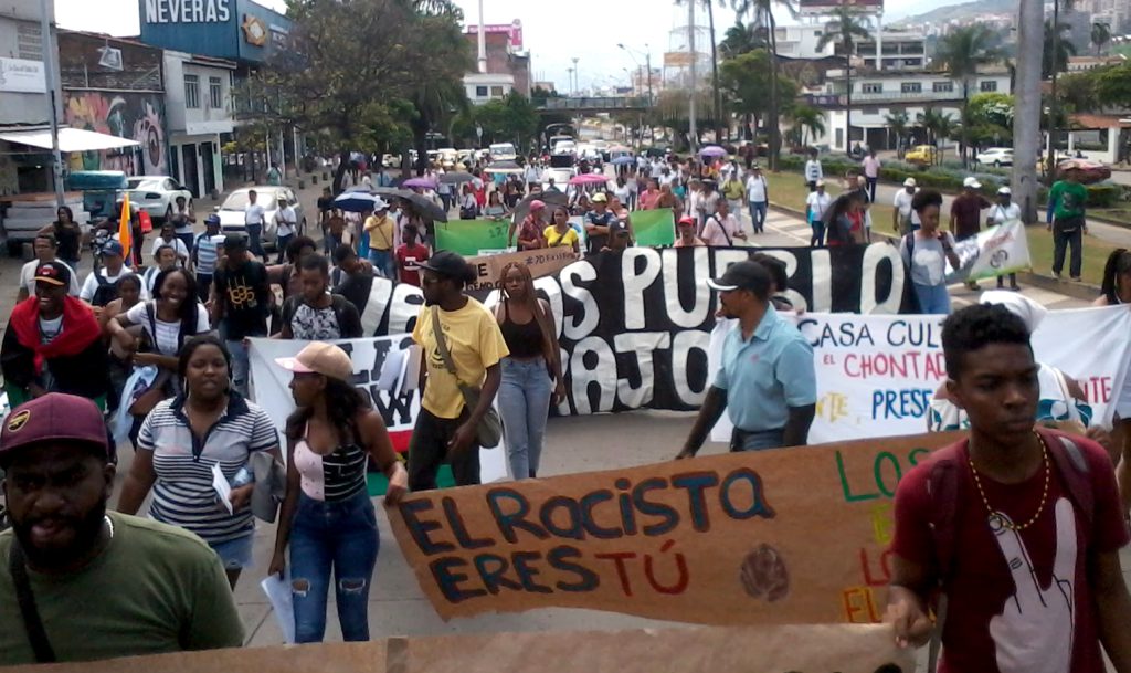 La marcha contra el racismo a su paso por la calle 5a